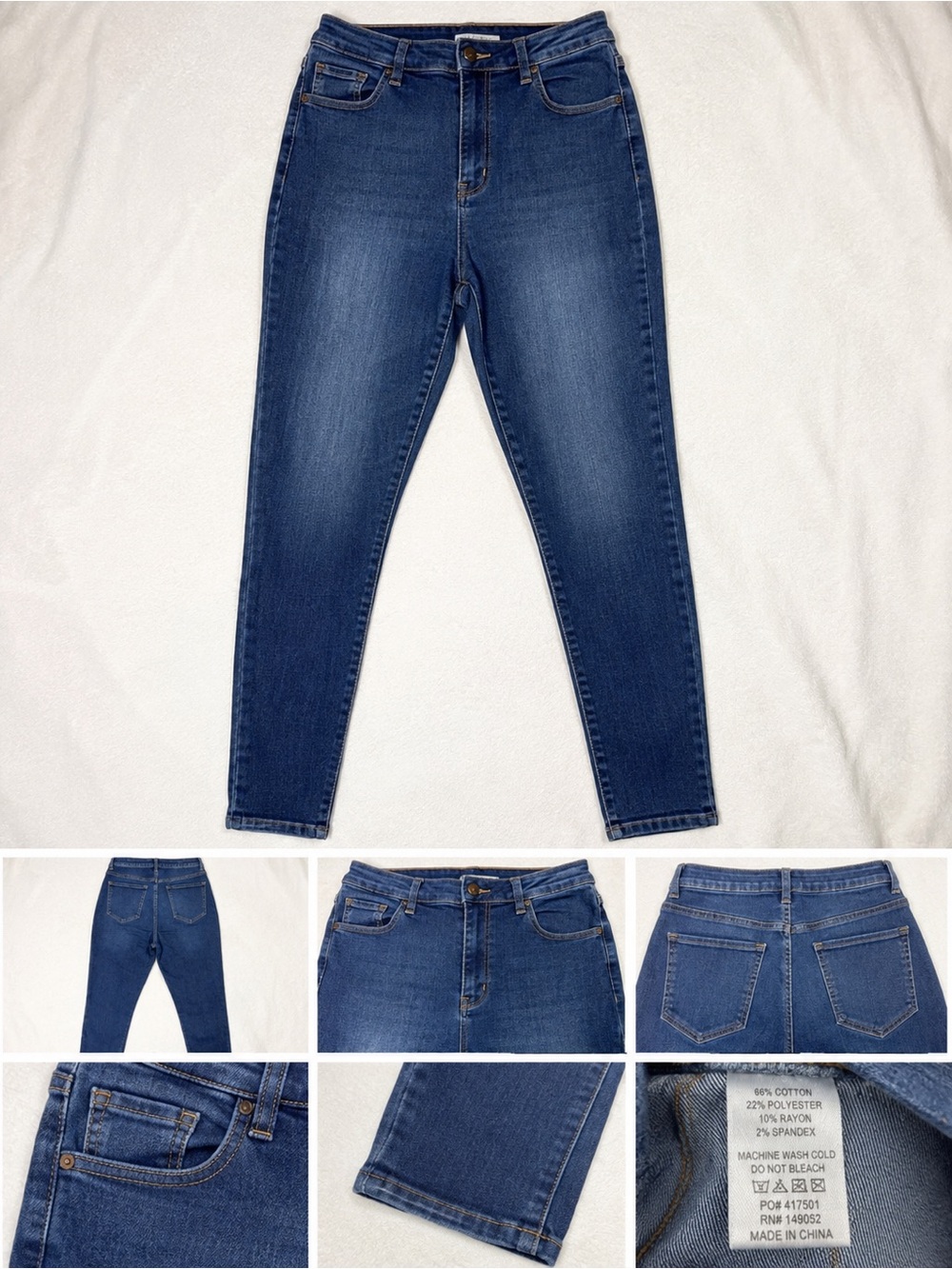Fashion Nova Women's High-Rise Skinny Jeans in Dark Blue